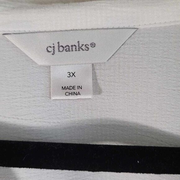CJ Banks white button up blouse with 3/4 length sleeves. GUC - Picture 3 of 9